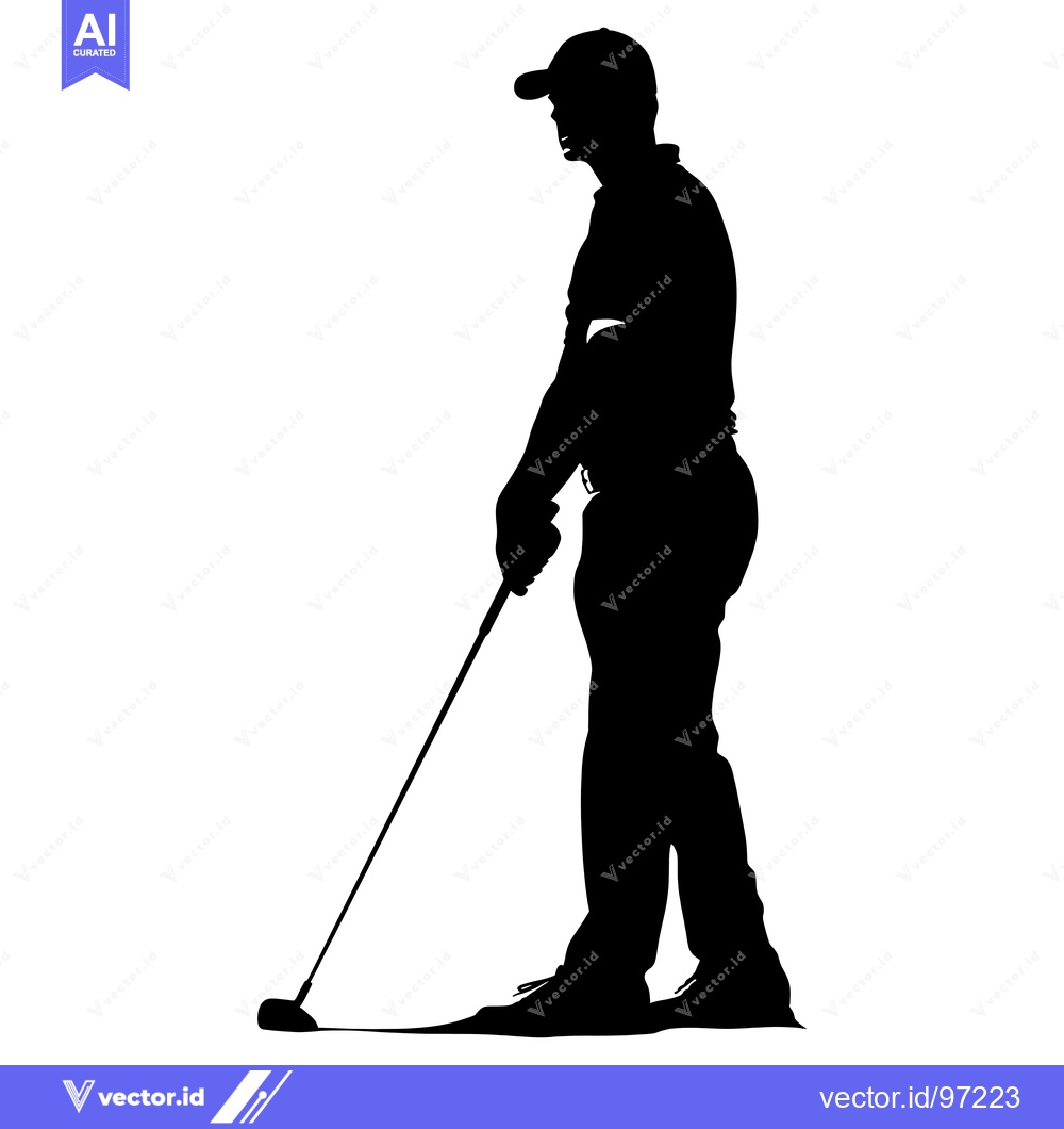 Premium Vector dari Silhouette of a Golfer Holding a Club Ready to Swing