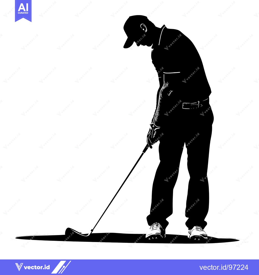Premium Vector of Silhouette of a Golfer Swinging a Club