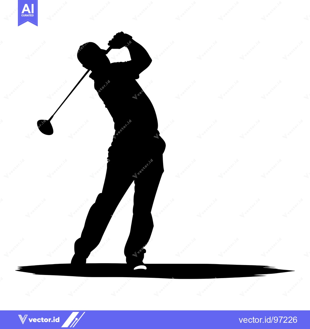 Premium Vector of Silhouette of a Golfer Swinging a Golf Club