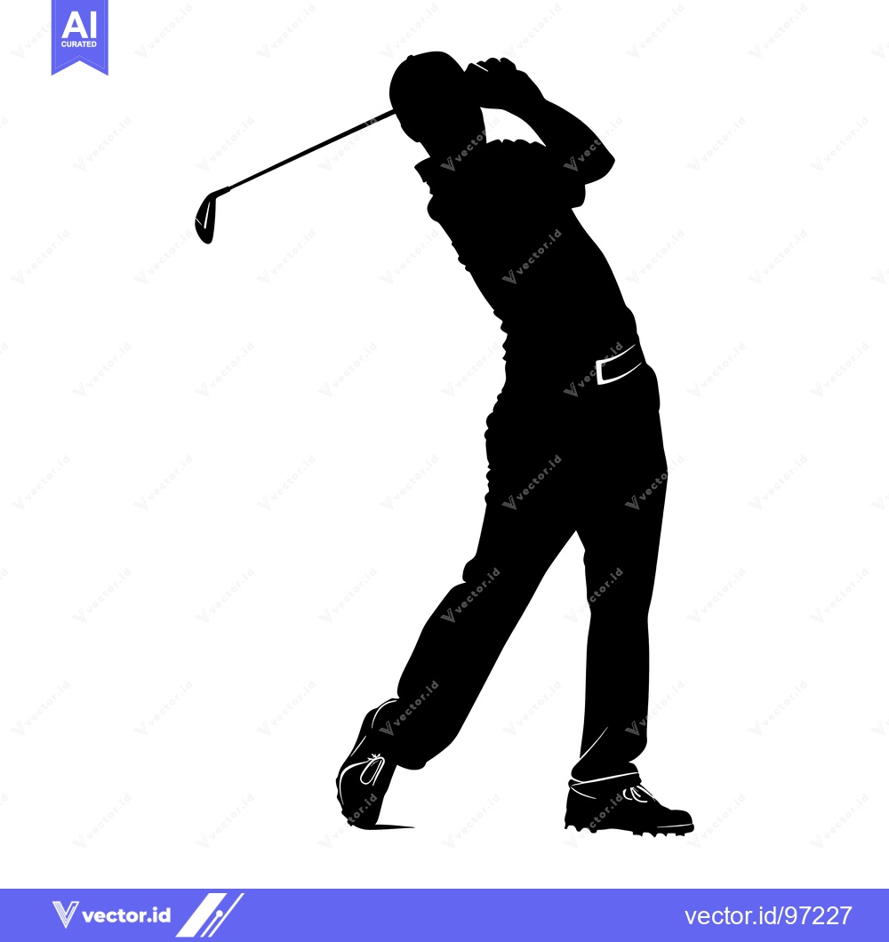 Premium Vector dari Silhouette of a Golfer Swinging a Club