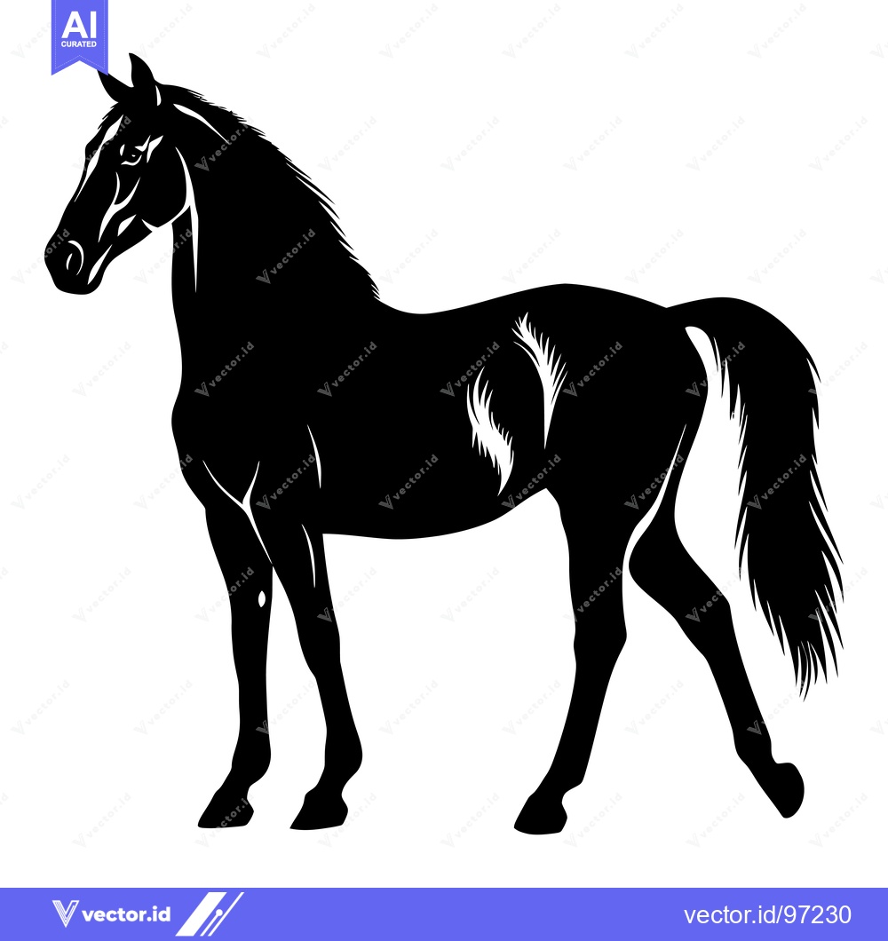 Premium Vector of Black and White Silhouette of a Horse