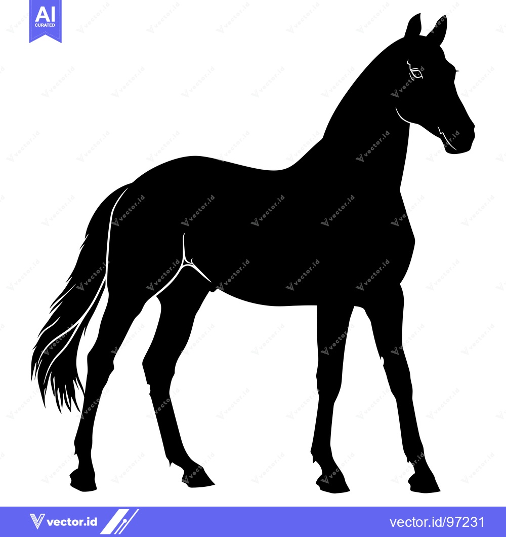 Premium Vector dari Black Silhouette of a Horse Standing