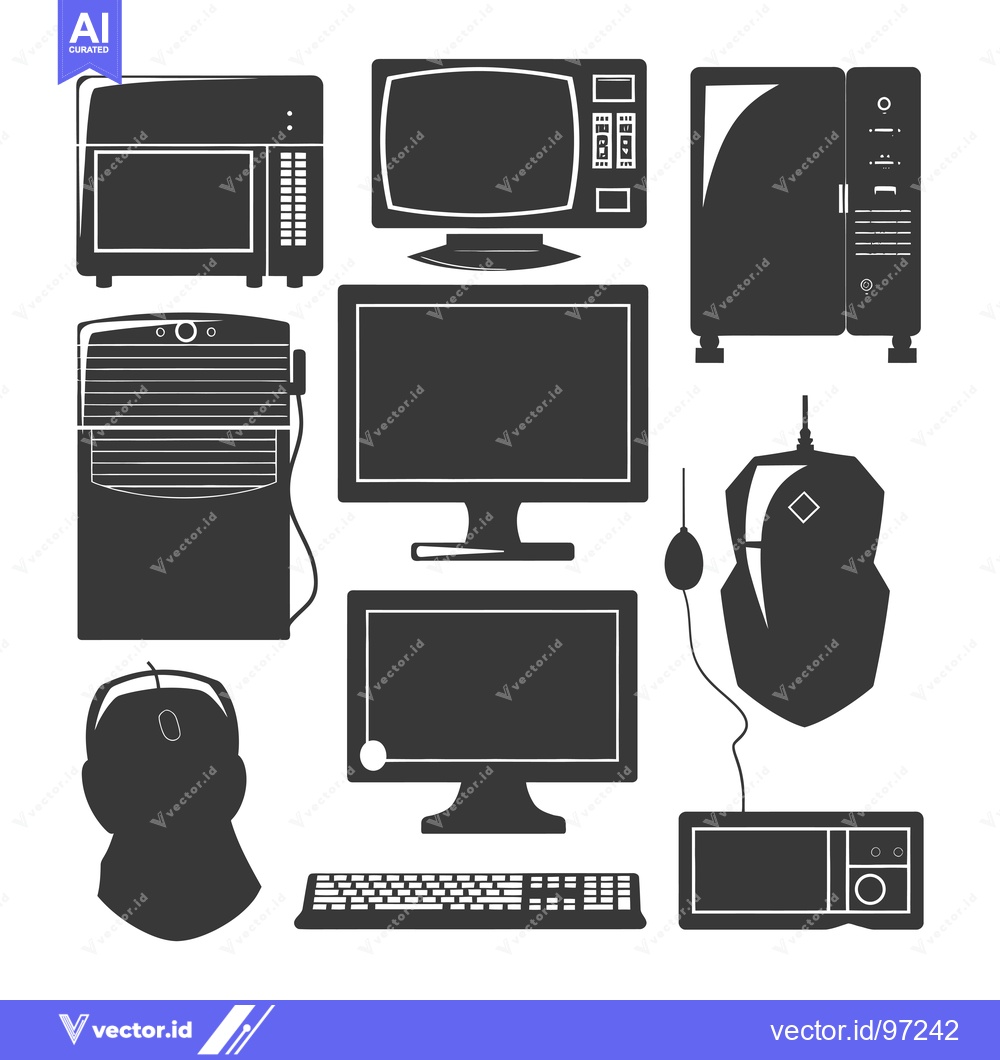 Premium Vector of Silhouette Icons of Electronics and Gadgets