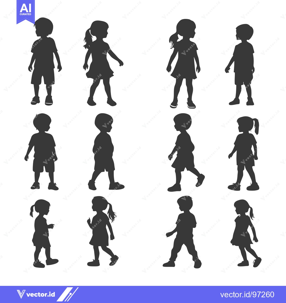 Premium Vector dari Silhouette Illustration of Children in Various Poses