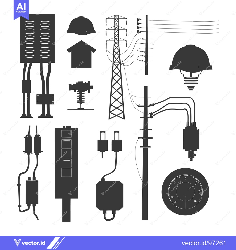 Premium Vector dari Silhouette Illustration of Electrical Power System Elements