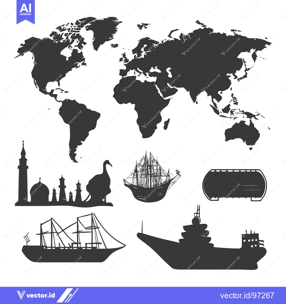 Premium Vector dari Silhouette Illustration of Global Trade and Transportation