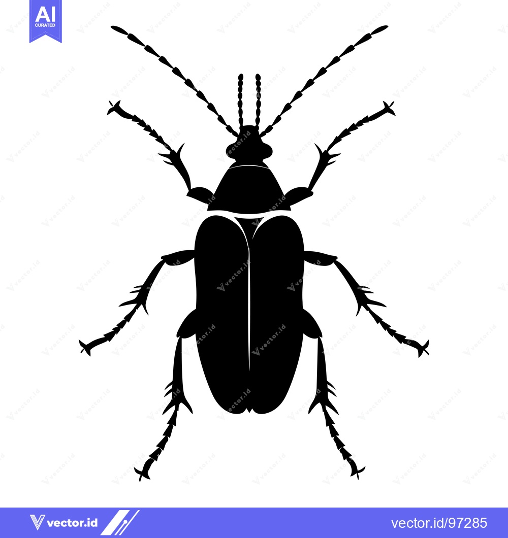 Premium Vector dari Black silhouette of a beetle with spiky legs