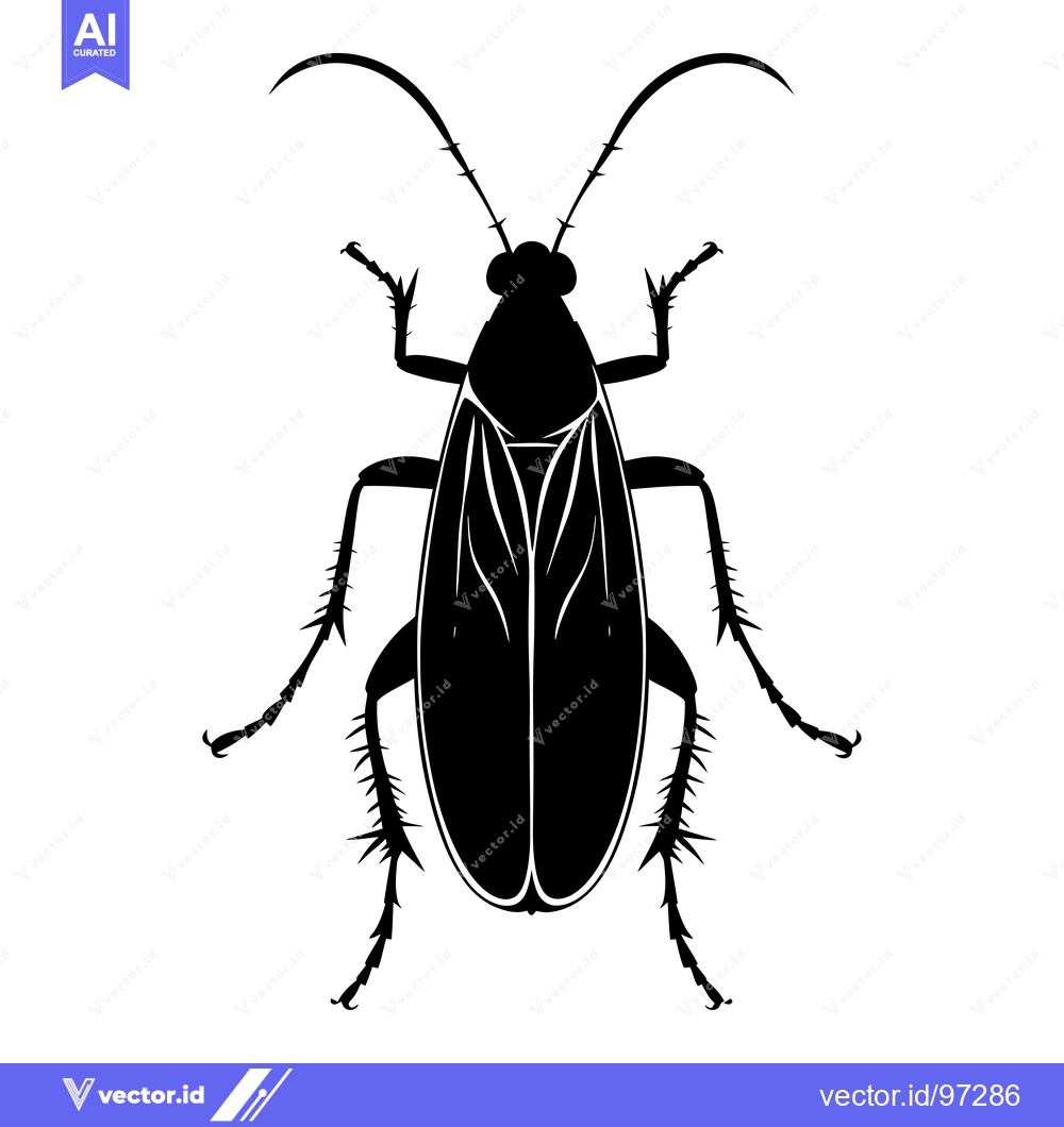 Premium Vector of Black and White Silhouette of a Cockroach