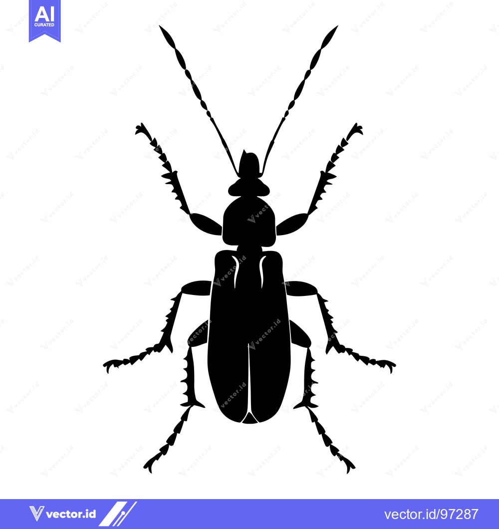 Premium Vector dari Black and White Silhouette of a Beetle with Spiky Legs