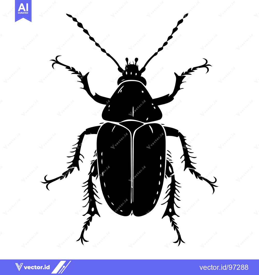 Premium Vector dari Silhouette of a Beetle with Spiky Legs and Antennae