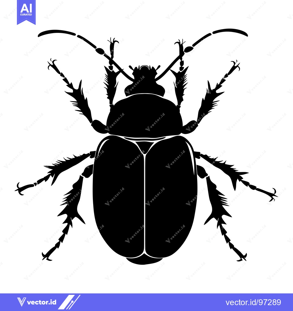 Premium Vector dari Black Silhouette of a Beetle with Spiky Legs