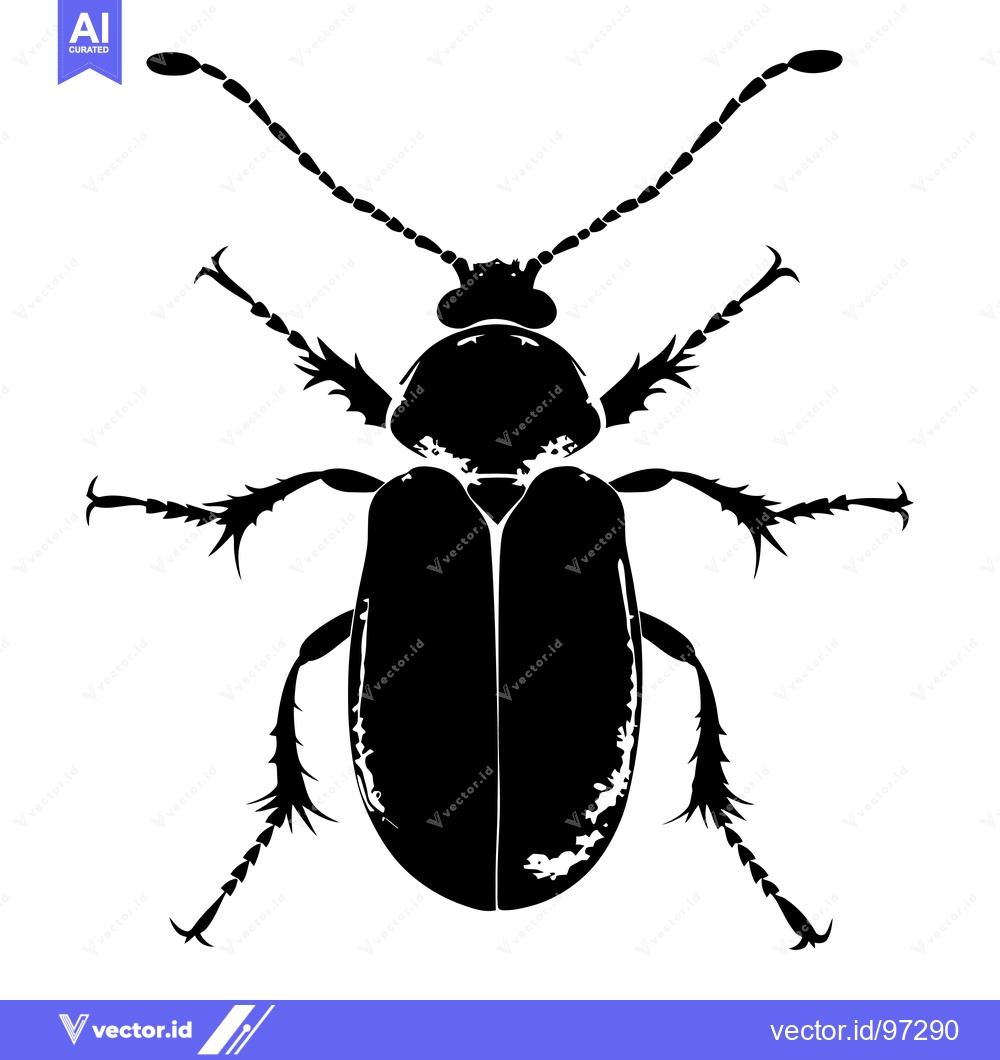 Premium Vector dari Black and White Silhouette of a Beetle with Spiky Legs