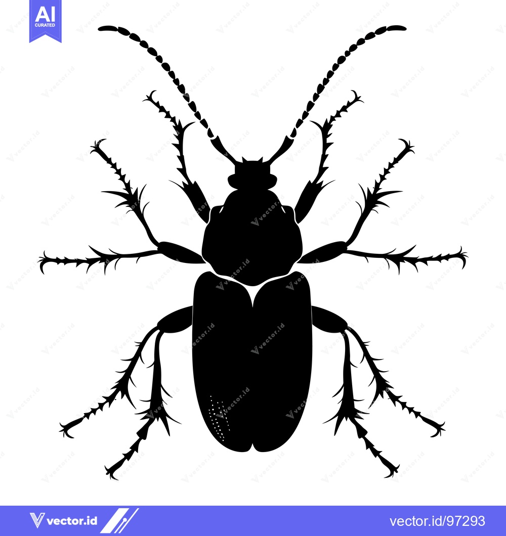 Premium Vector dari Black silhouette of a beetle with spiky legs