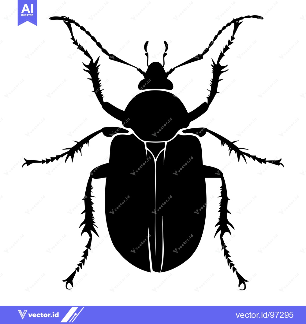 Premium Vector of Black and White Silhouette of a Spiky Beetle