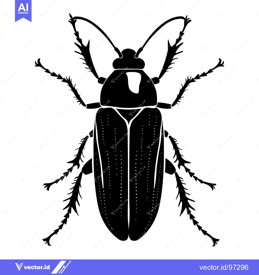 Premium Vector of Black and White Silhouette of a Beetle with Spiky Legs
