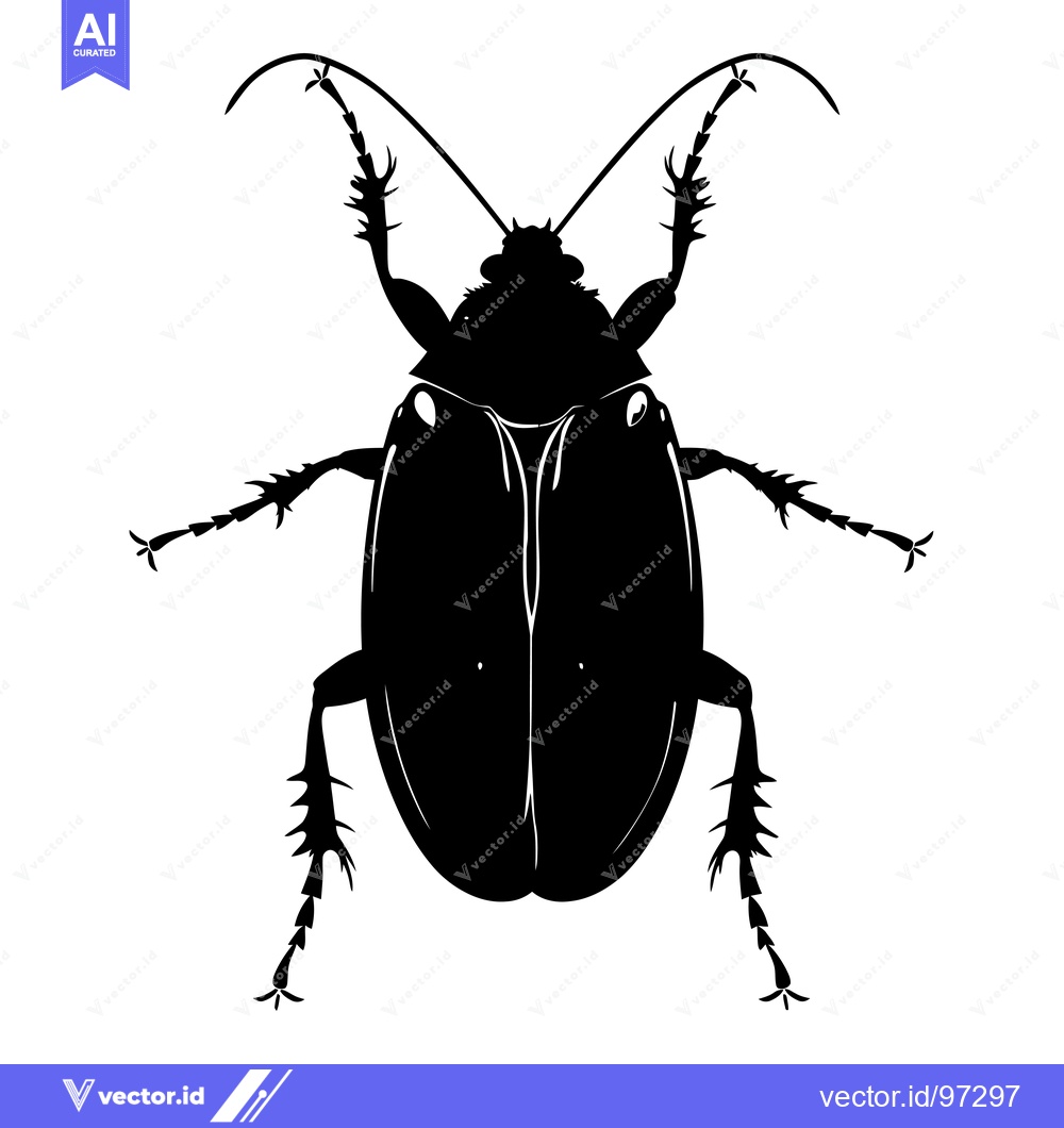 Premium Vector dari Black Silhouette of a Beetle with Spiked Legs