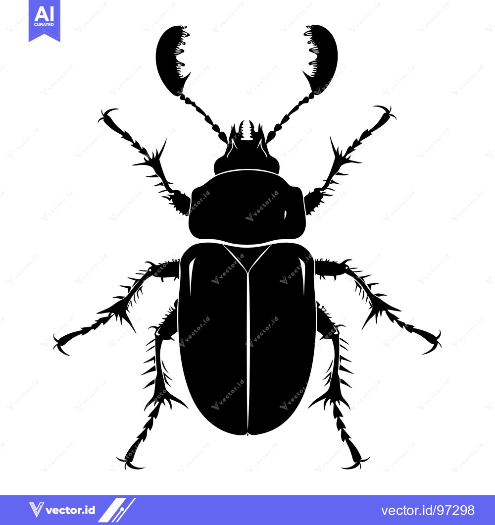Premium Vector of Black and White Silhouette of a Spiky Beetle with Large Pronotum