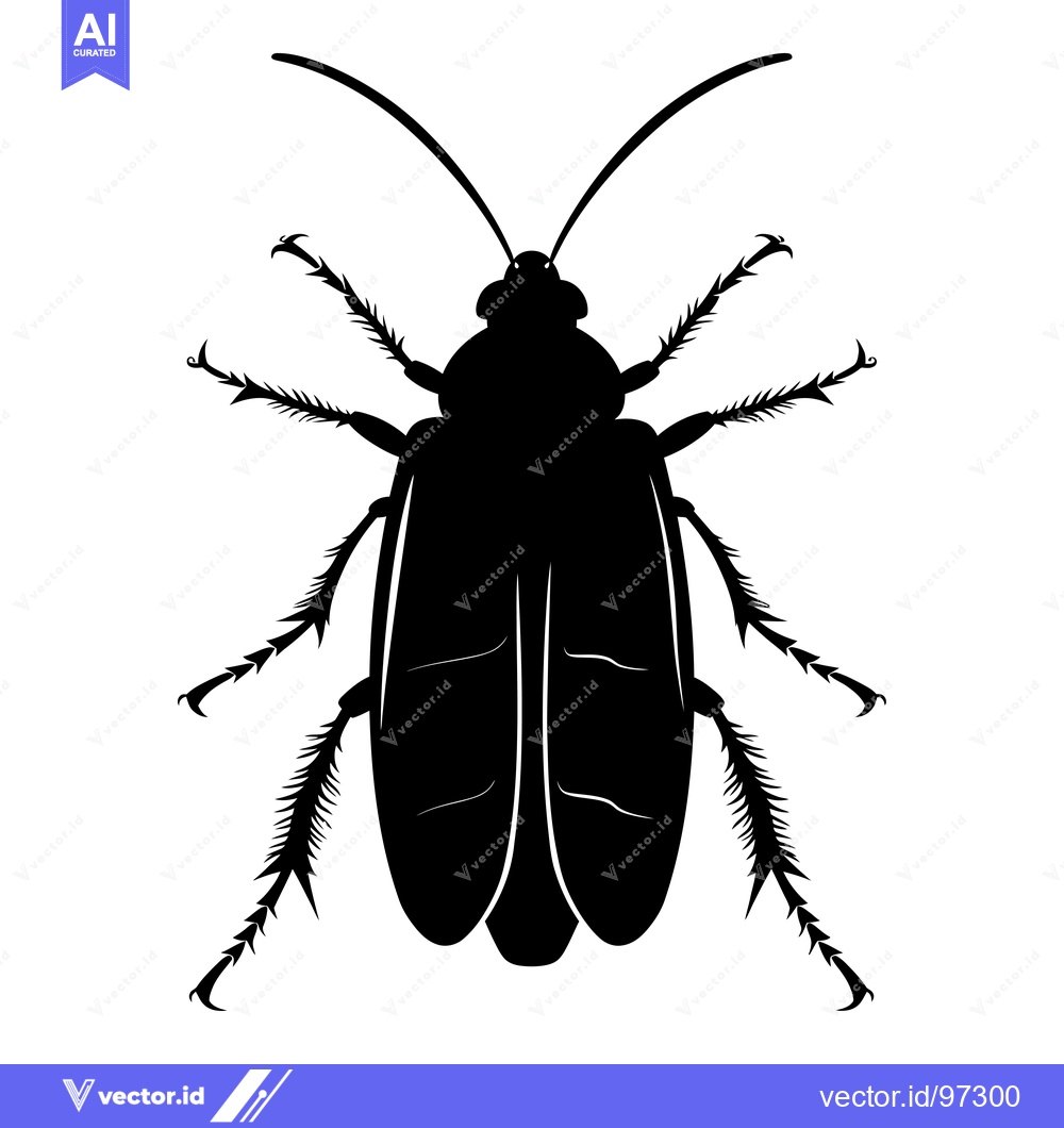Premium Vector dari Black Silhouette of a Beetle with Spiky Legs