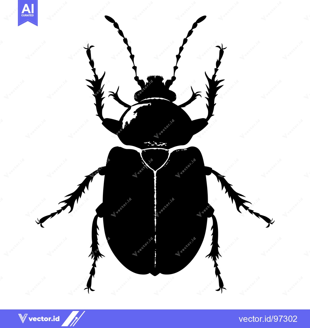 Premium Vector of Black and White Silhouette of a Beetle