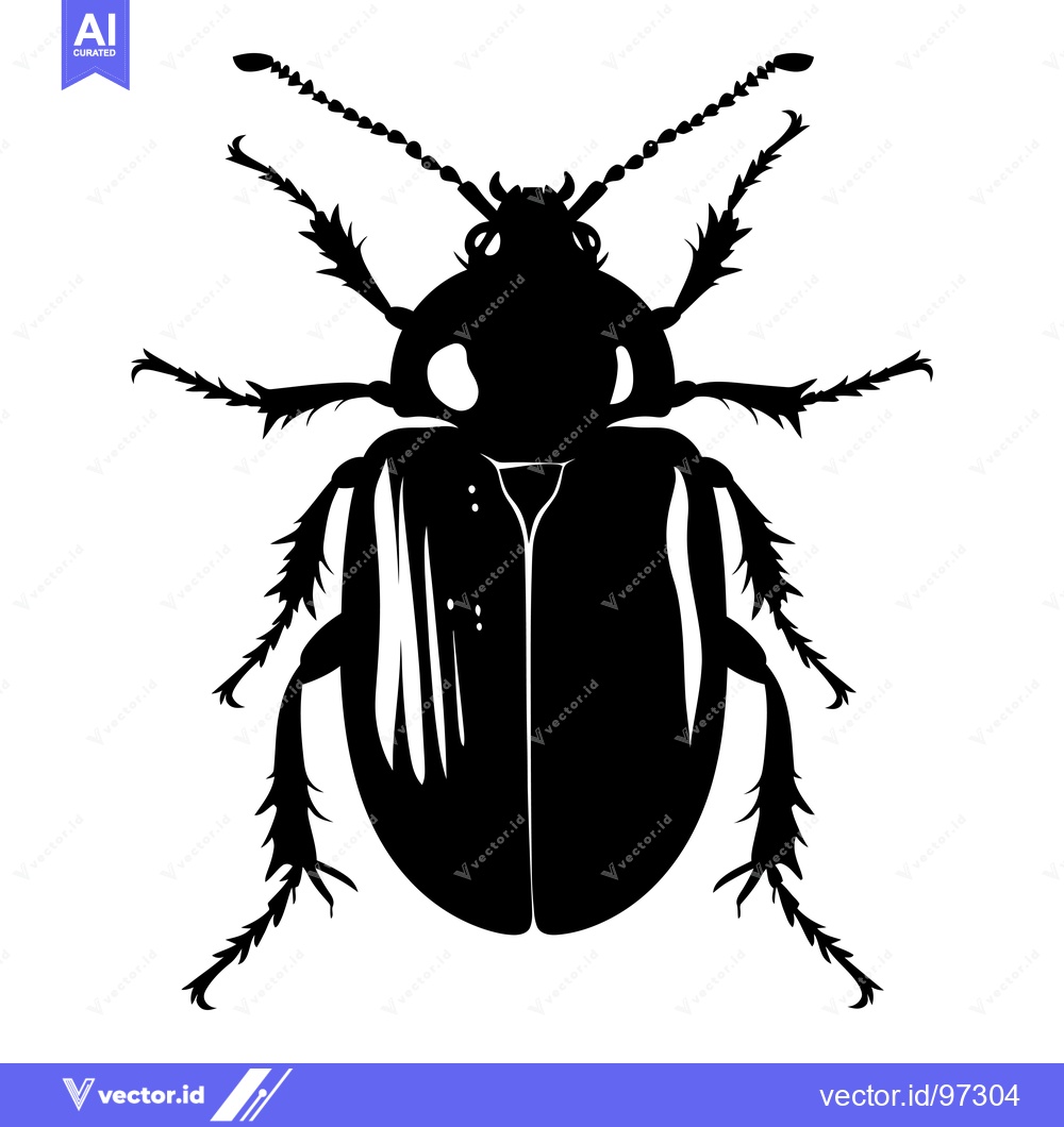 Premium Vector dari Black and white silhouette of a beetle with spiky legs