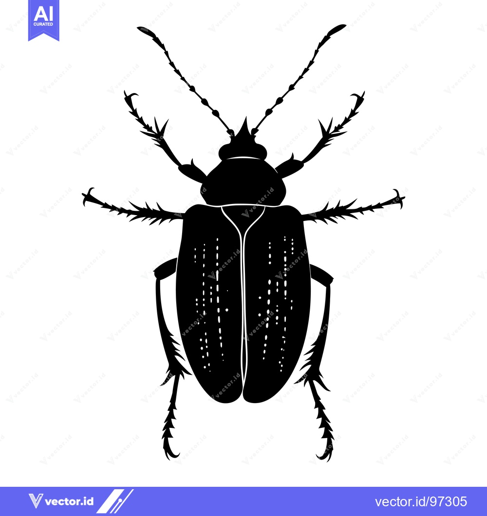 Premium Vector of Black and White Silhouette of a Beetle