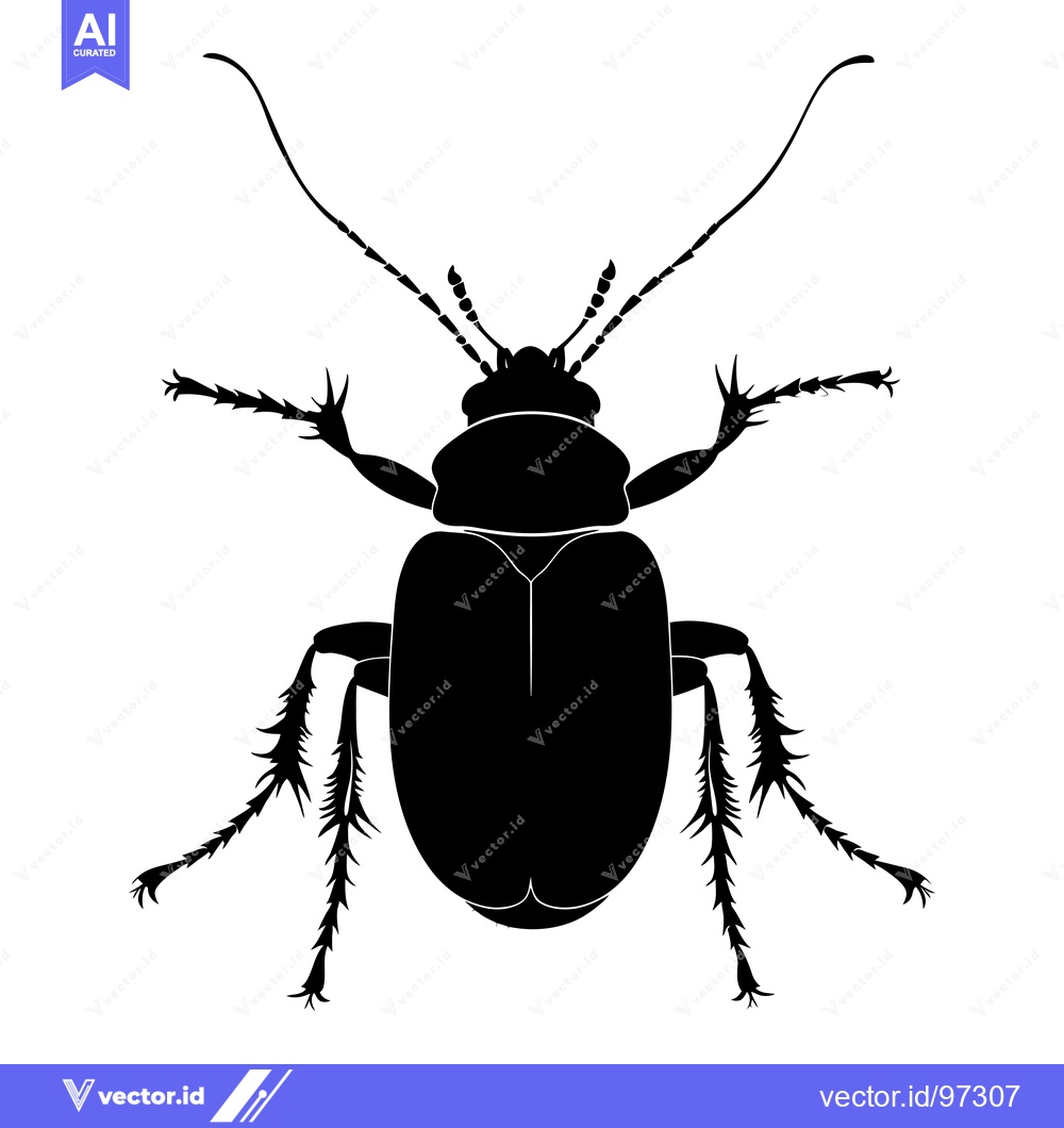 Premium Vector dari Black Silhouette of a Beetle with Spiky Legs
