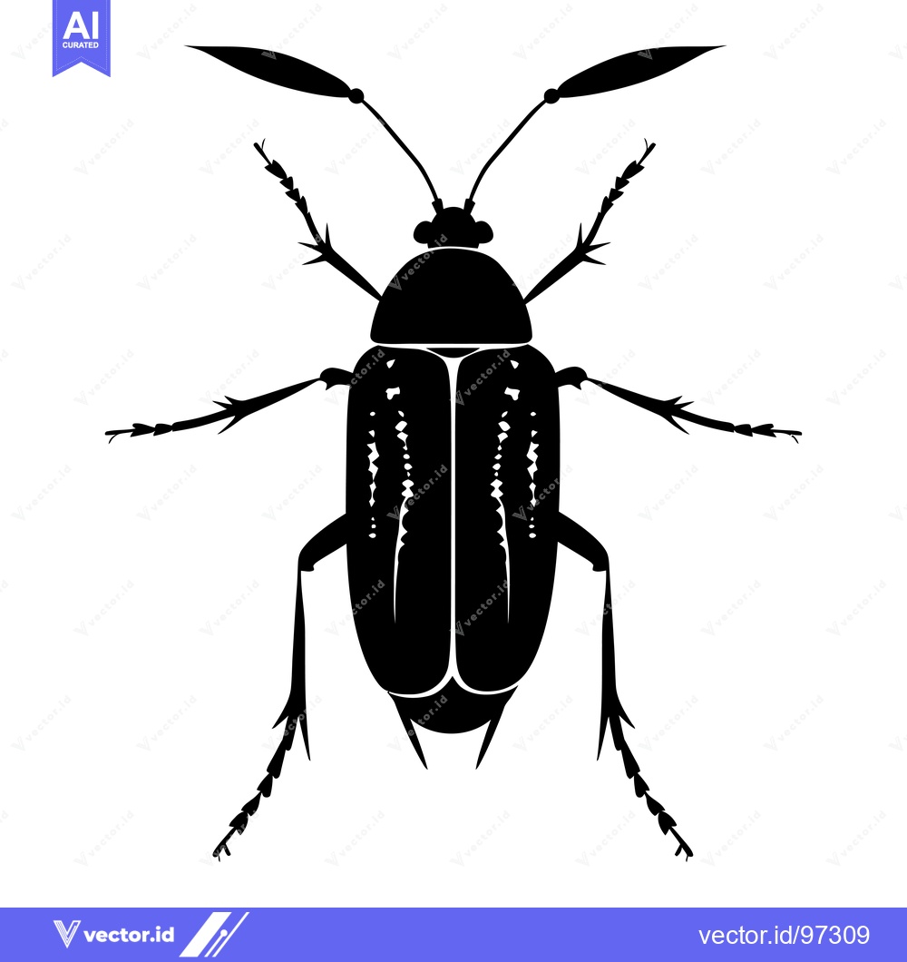Premium Vector of Black Silhouette of a Beetle with Spiky Legs