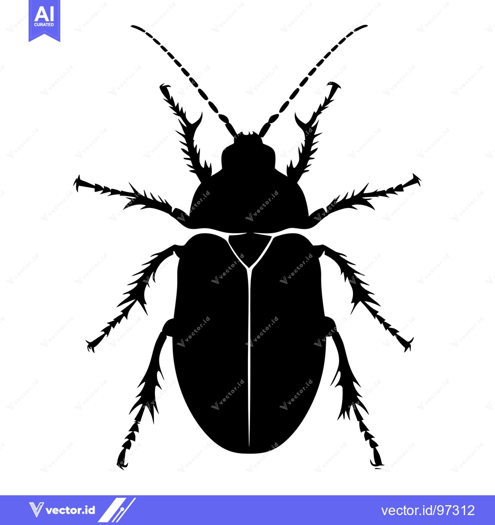 Premium Vector dari Black and White Silhouette of a Spiny Beetle