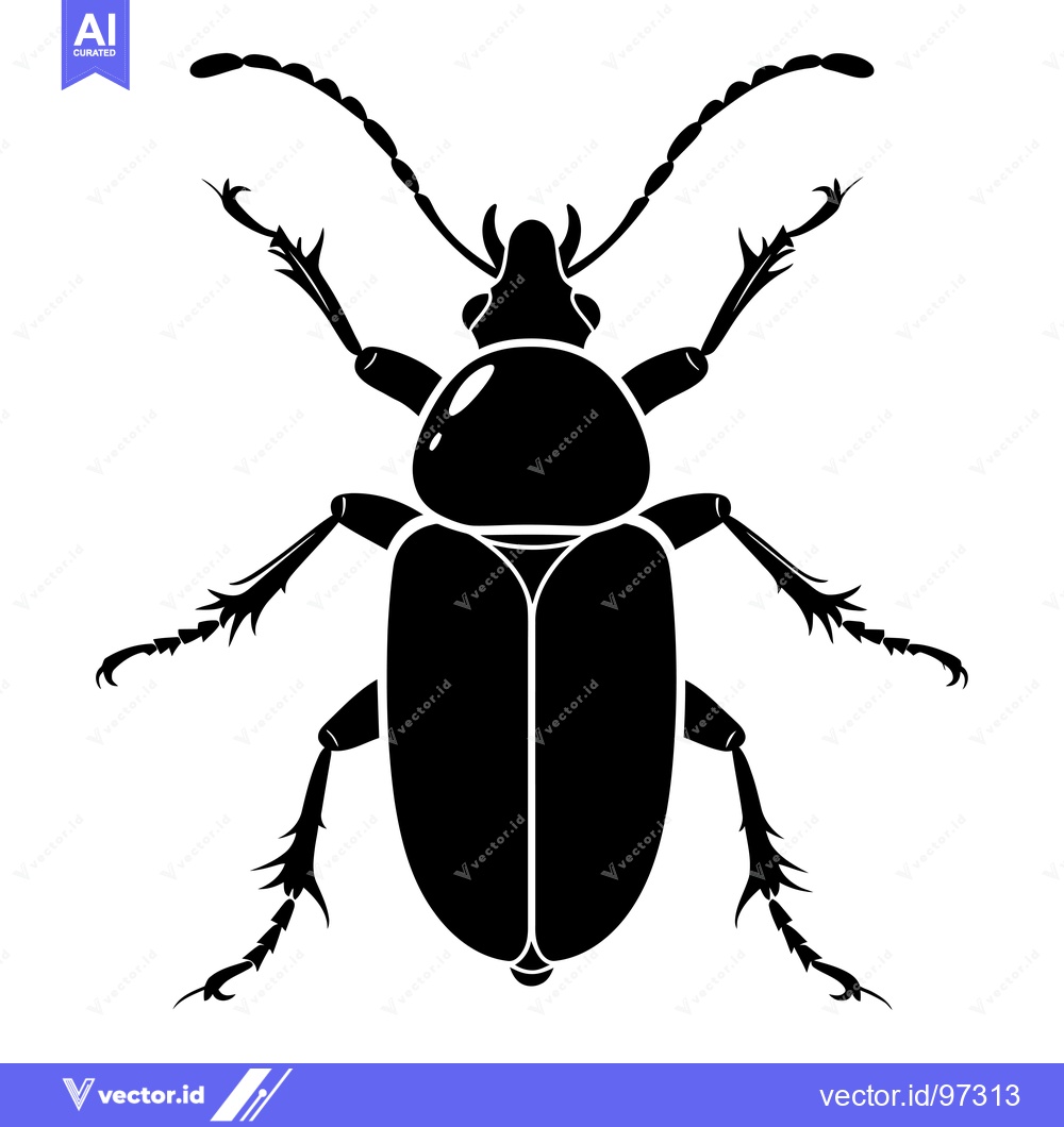 Premium Vector of Black silhouette of a beetle with spiky legs