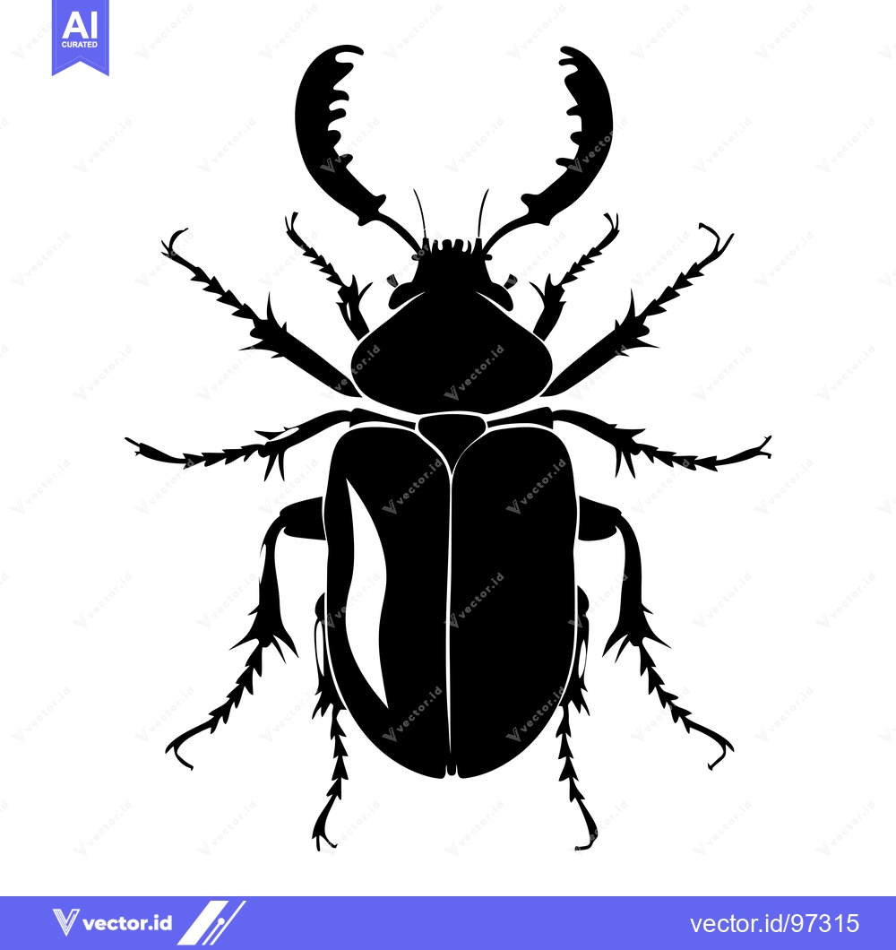 Premium Vector of Black and White Silhouette of a Beetle