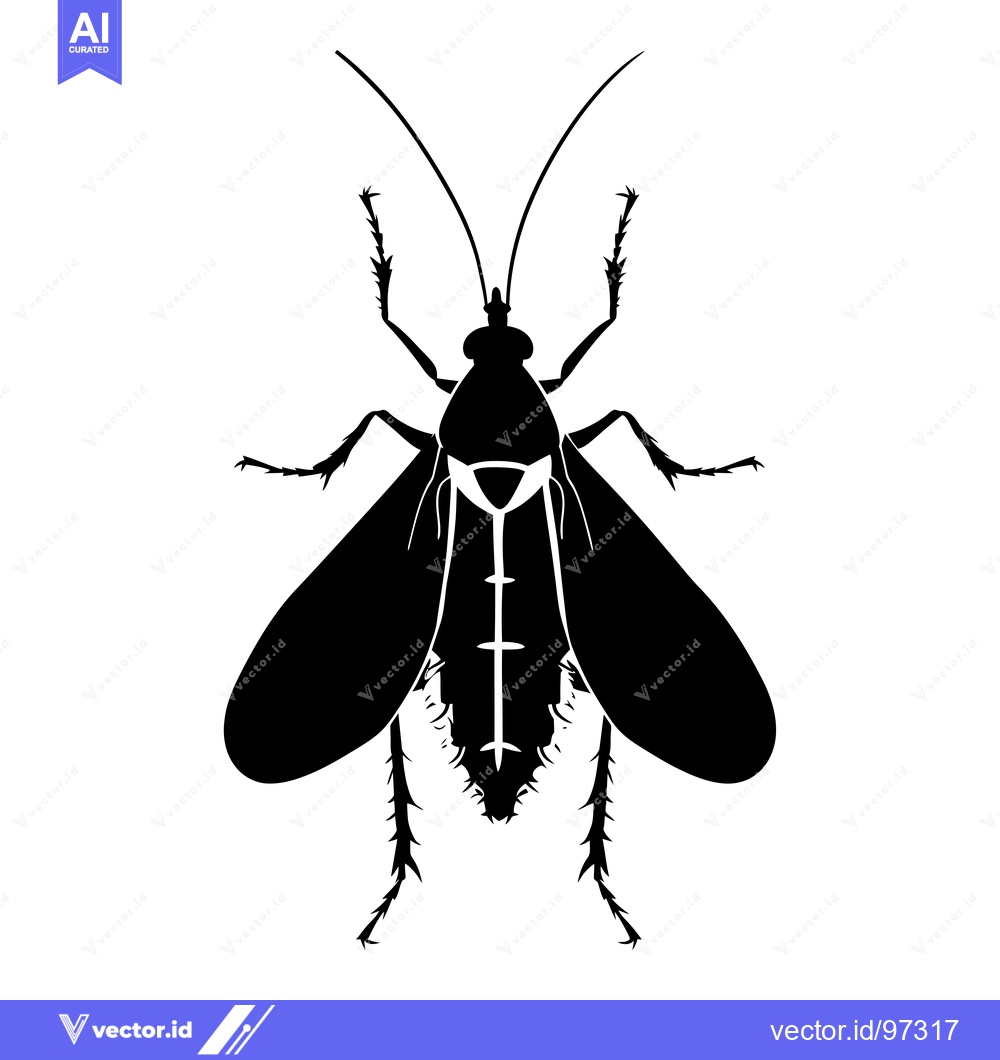 Premium Vector of Black and White Silhouette of a Cockroach