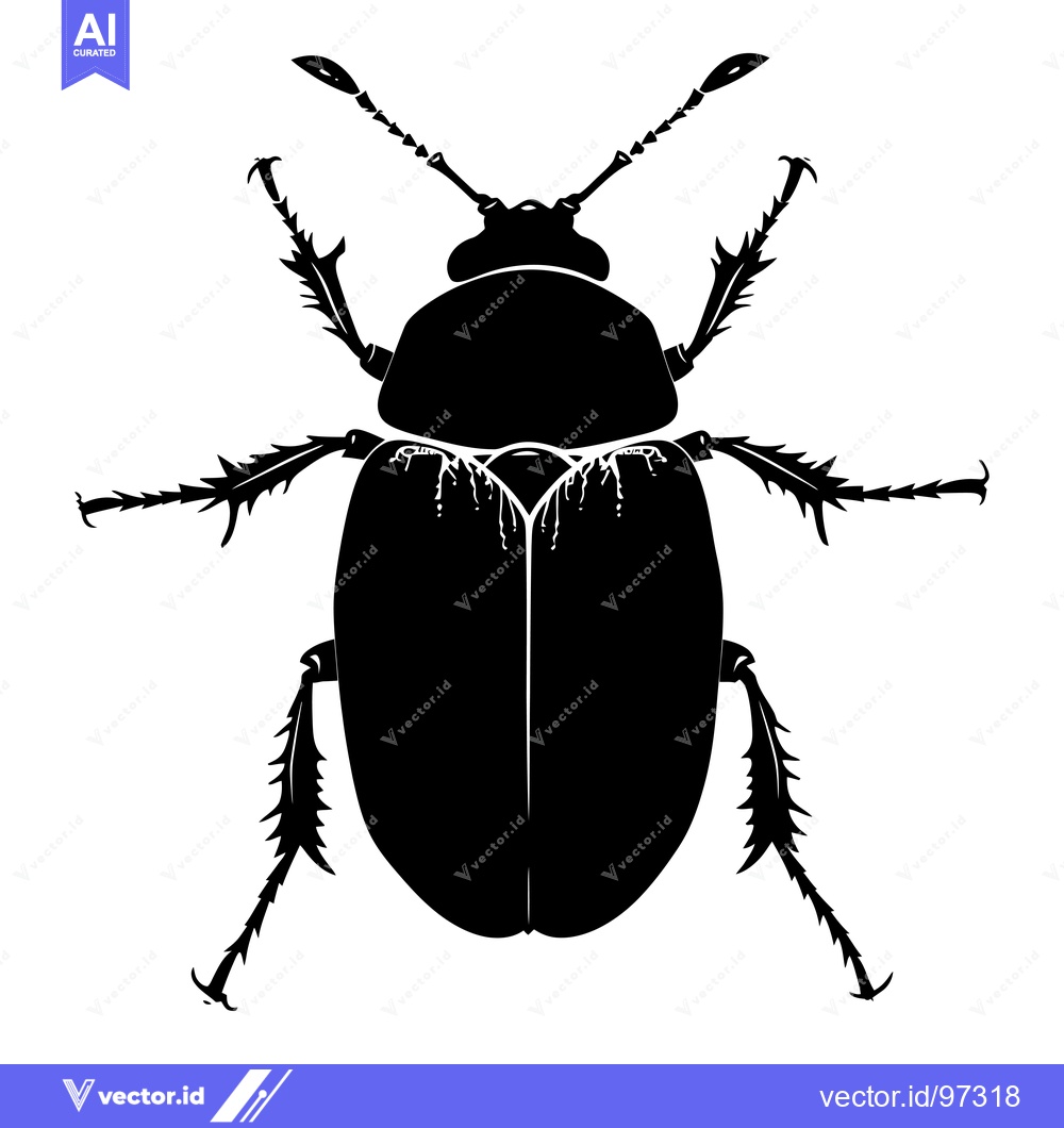 Premium Vector of Black and White Silhouette of a Spiny Beetle