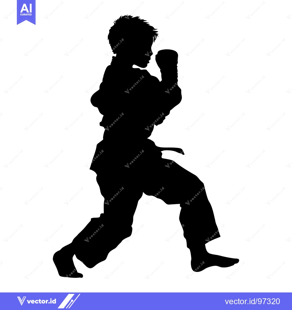 Premium Vector of Silhouette of a Young Person Practicing Martial Arts