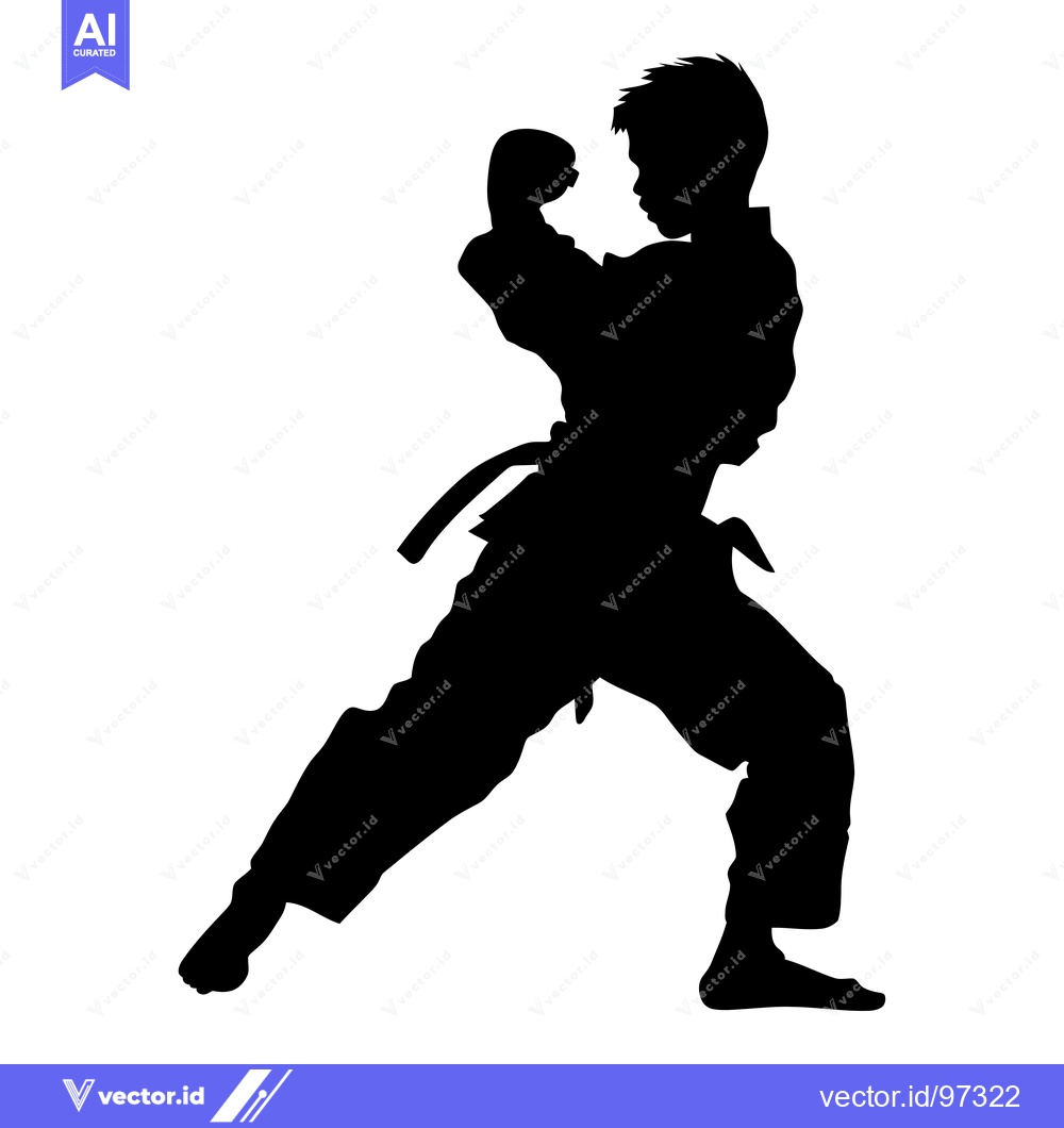 Premium Vector dari Silhouette of a Karate Practitioner Blocking a Strike