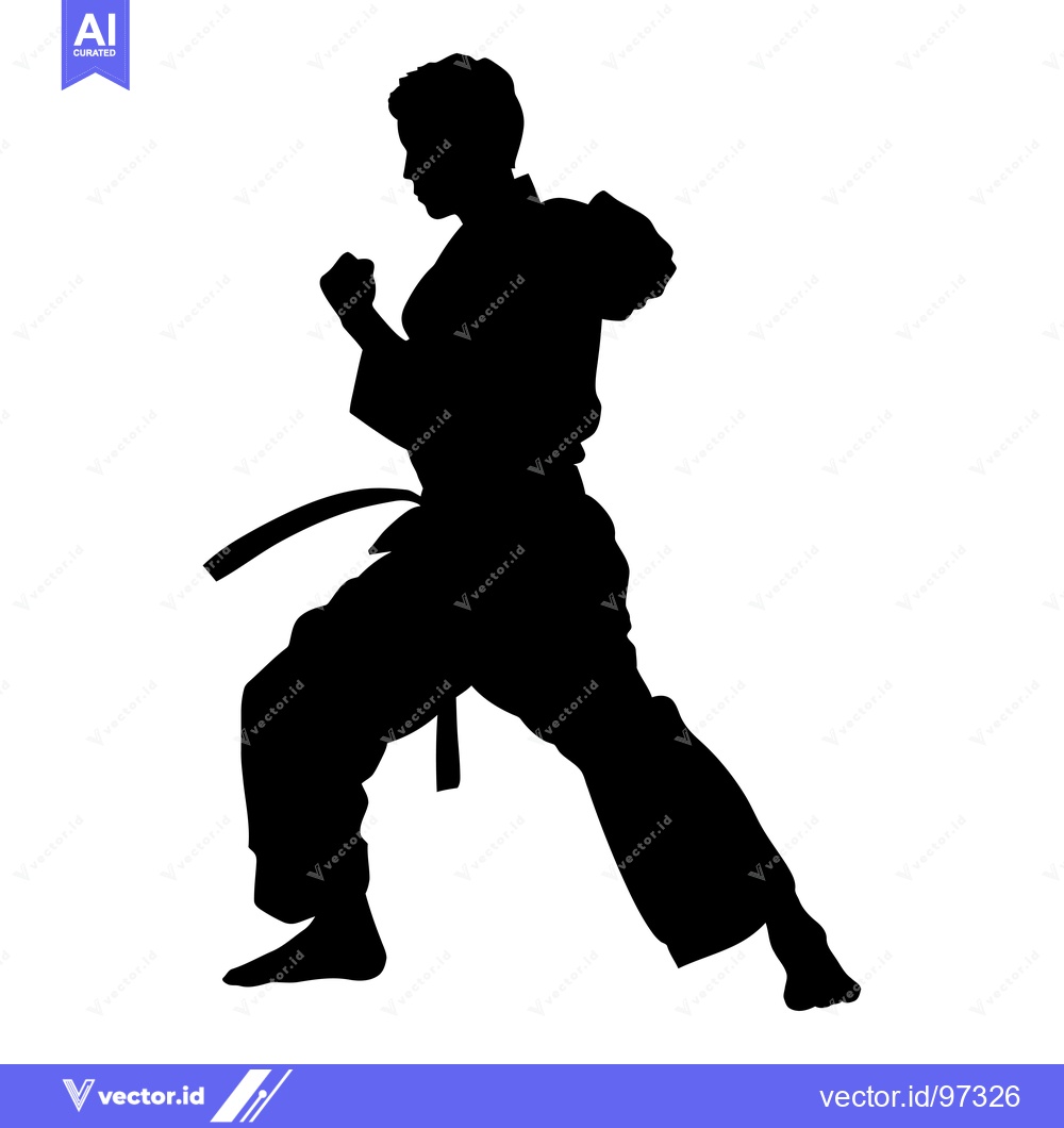 Premium Vector dari Silhouette of a Martial Artist in a Fighting Stance