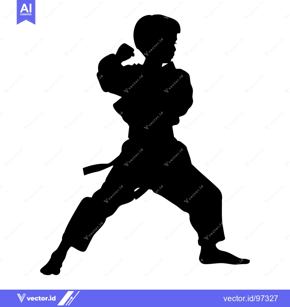 Premium Vector dari Silhouette of a Young Person in a Martial Arts Stance