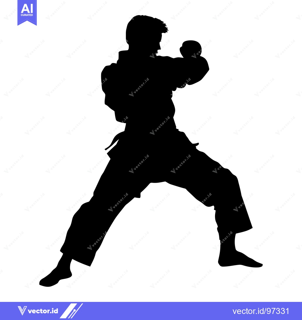 Premium Vector of Silhouette of a Martial Arts Practitioner in a Fighting Stance