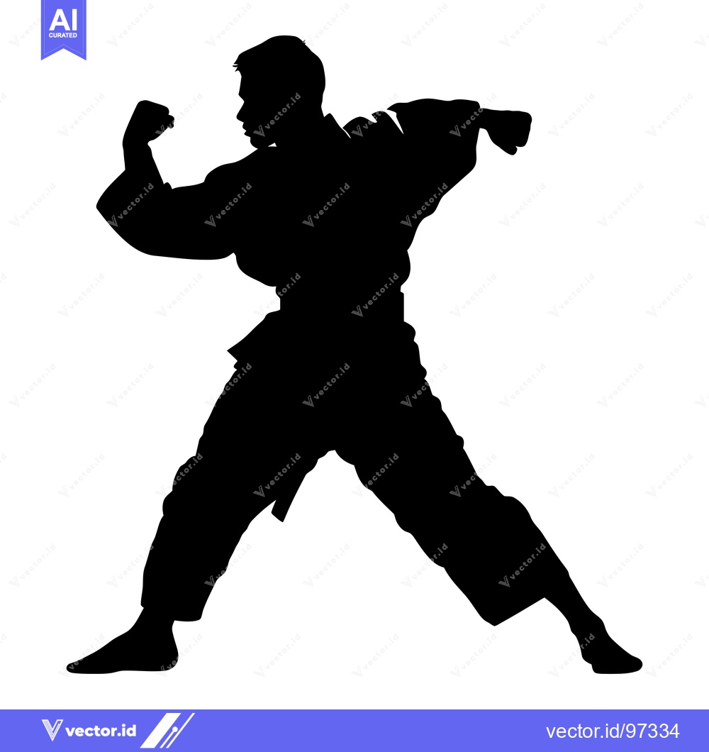 Premium Vector of Silhouette of a Martial Artist in a Fighting Stance