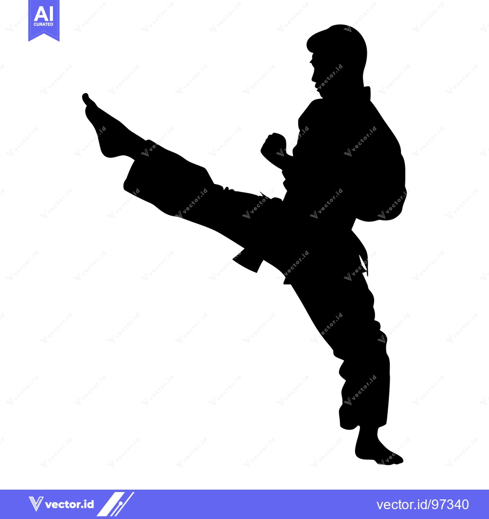 Premium Vector dari Silhouette of a Person Performing a High Kick in Martial Arts
