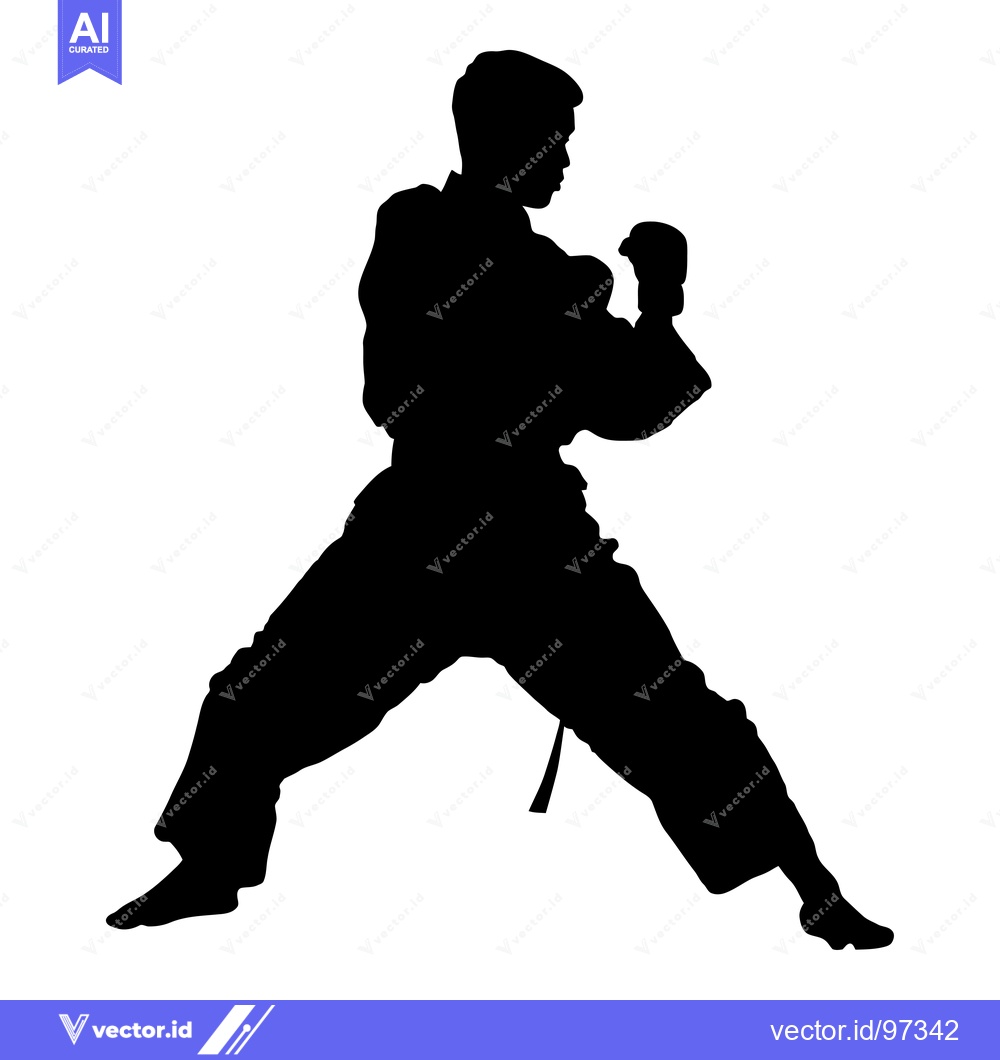 Premium Vector dari Silhouette of a Martial Arts Practitioner in a Fighting Stance