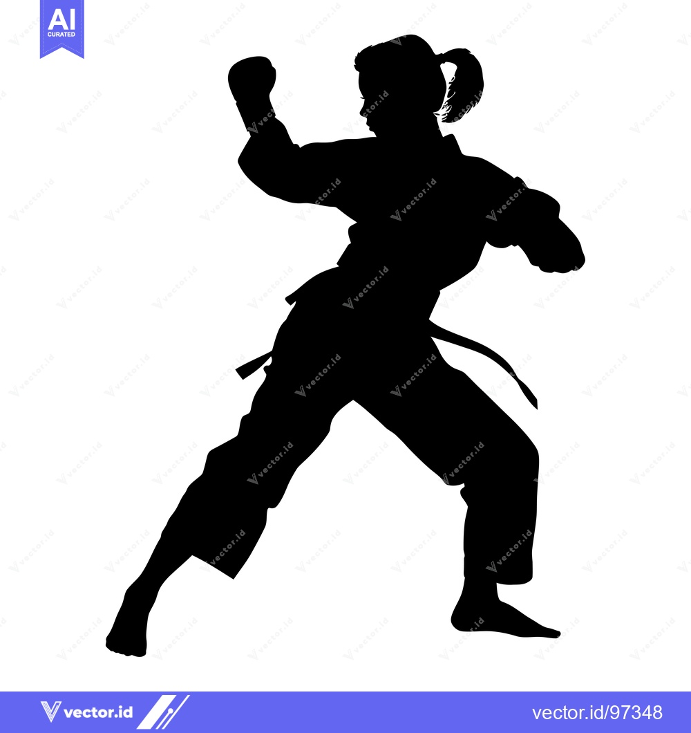 Premium Vector of Silhouette of a Woman Practicing a Martial Art