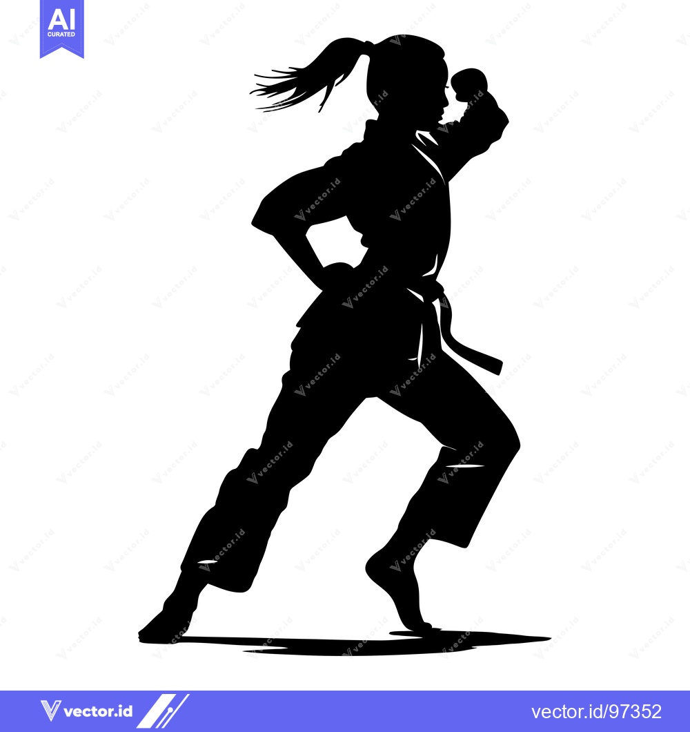 Premium Vector of Silhouette of a Woman in a Karate Stance