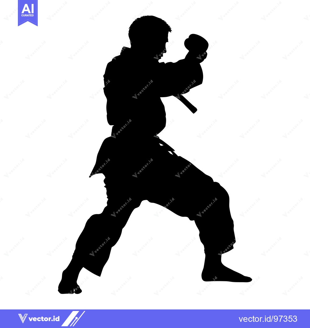 Premium Vector of Silhouette of a Martial Artist in a Fighting Stance