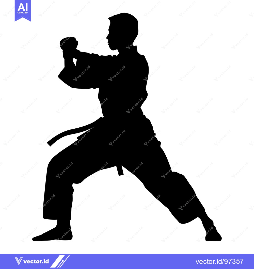 Premium Vector dari Silhouette of a Karate Practitioner in a Fighting Stance