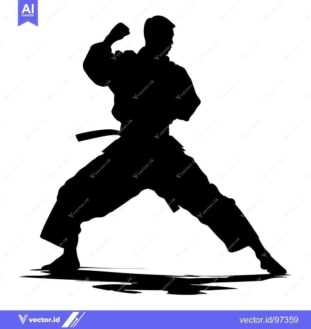 Premium Vector dari Silhouette of a Martial Artist in a Fighting Stance