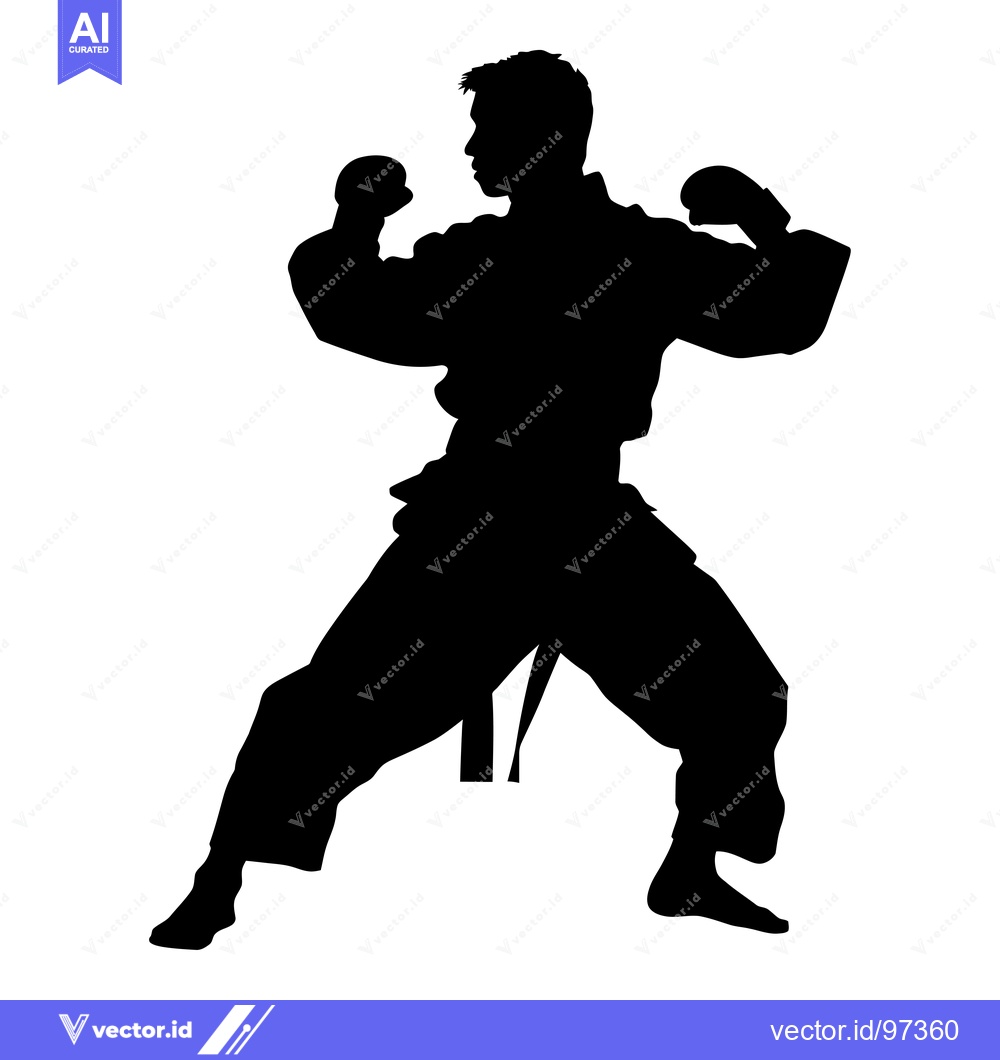 Premium Vector dari Silhouette of a Martial Arts Practitioner in a Fighting Stance
