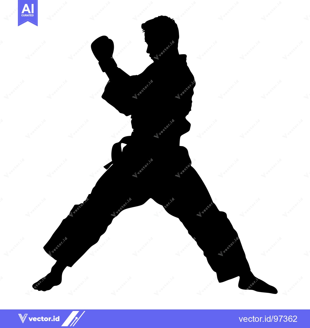 Premium Vector dari Silhouette of a Karate Practitioner in a Striking Pose