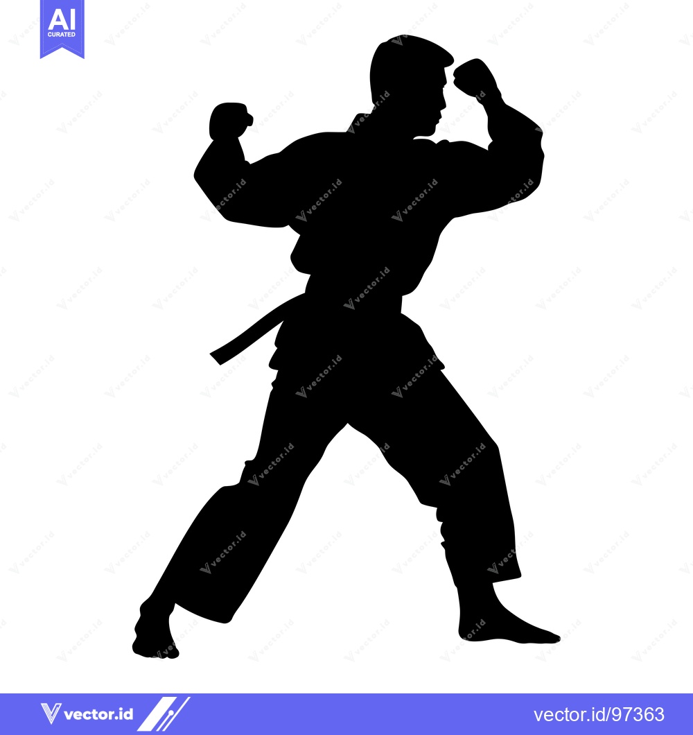 Premium Vector dari Silhouette of a Martial Artist in a Fighting Stance