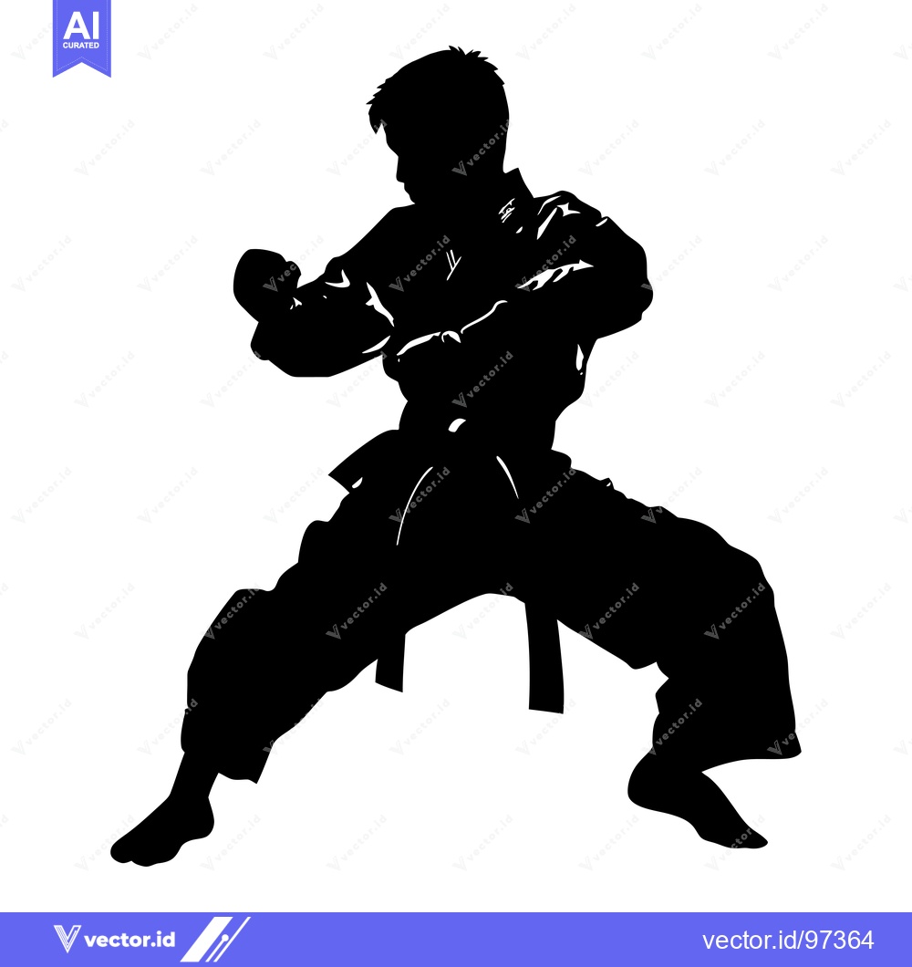 Premium Vector dari Silhouette of a Karate Fighter in a Fighting Stance