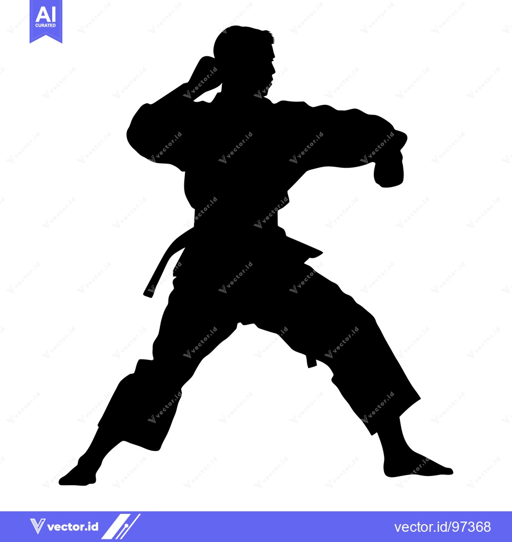 Premium Vector of Silhouette of a Man Performing a Martial Arts Technique